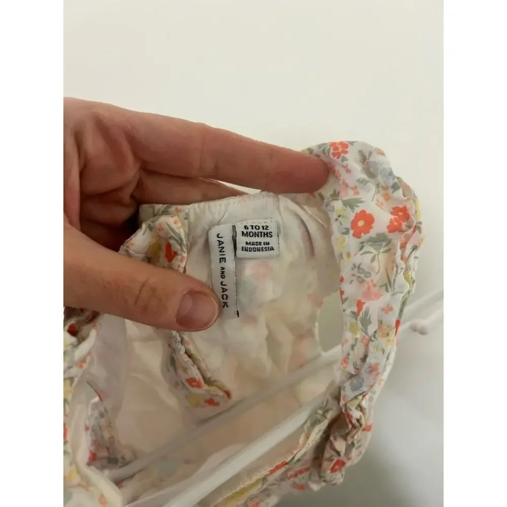 Janie & Jack Travel Light Cotton Floral Bubble Ditsy Romper Size 6-12 Months